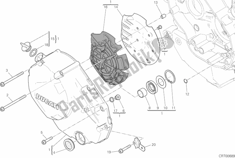 All parts for the Clutch Cover of the Ducati Multistrada 1200 S Touring Brasil 2018